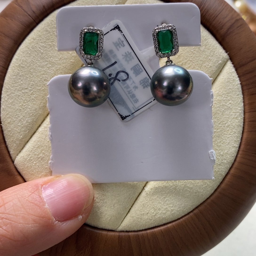 海水珍珠耳饰银S925镶嵌