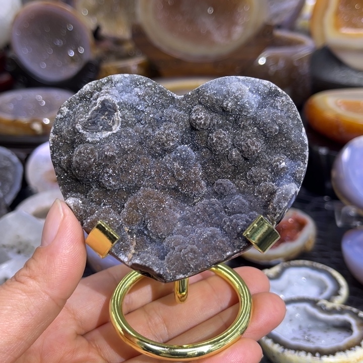 水晶未镶嵌珠宝半成品啵啵爱心