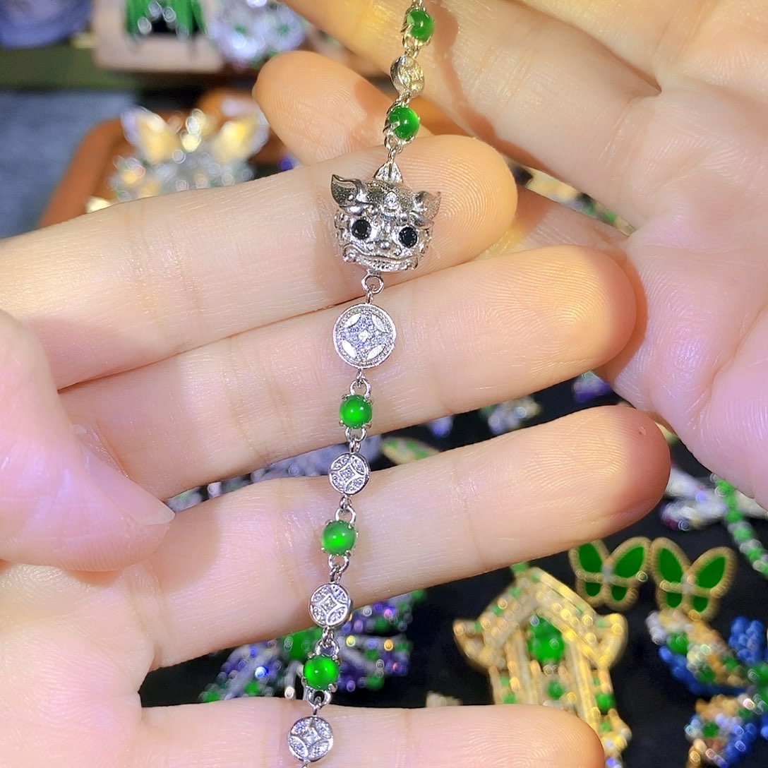 吊坠(不含链)银S925镶嵌翡翠