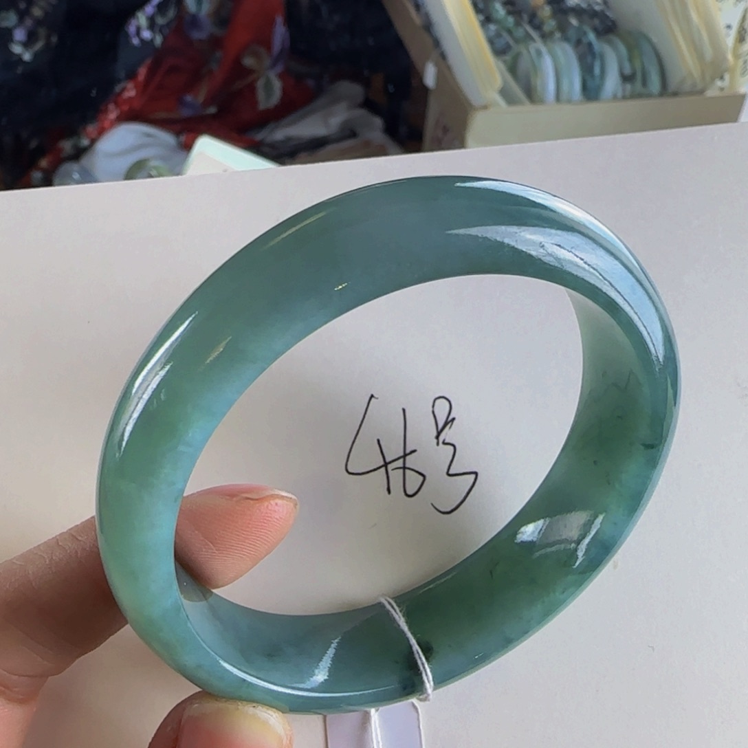 翡翠手镯未镶嵌老坑56.5圈老蓝水