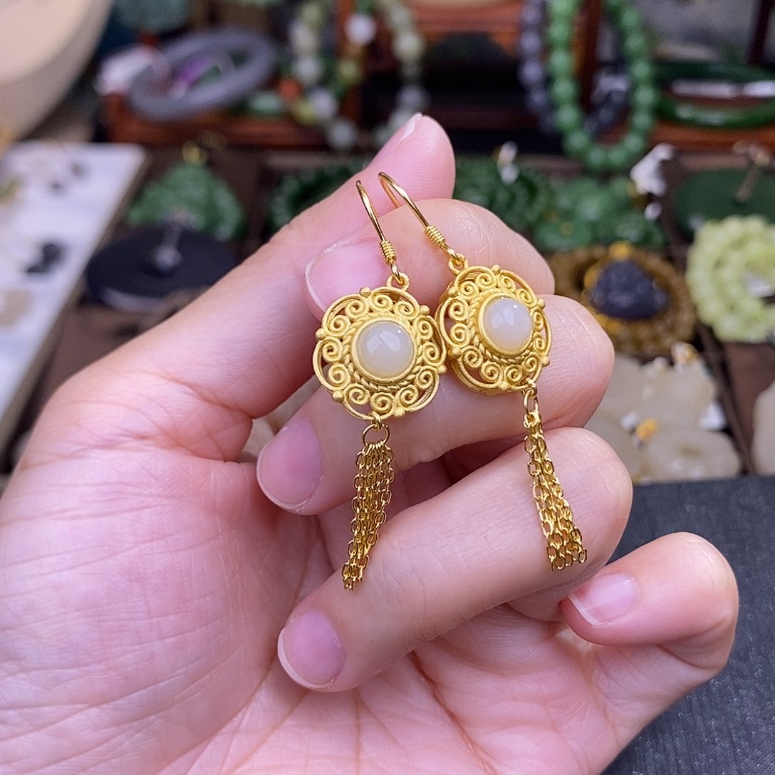 和田玉925.银耳饰清货价未镶嵌