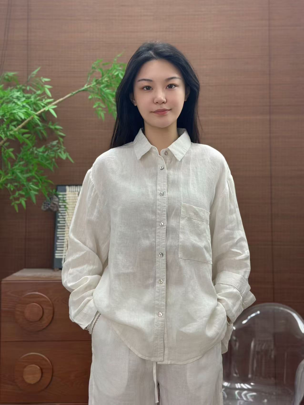 【白领风】纯汉麻14织女士衬衫老钱风版型透气清爽不贴身凉而不冰