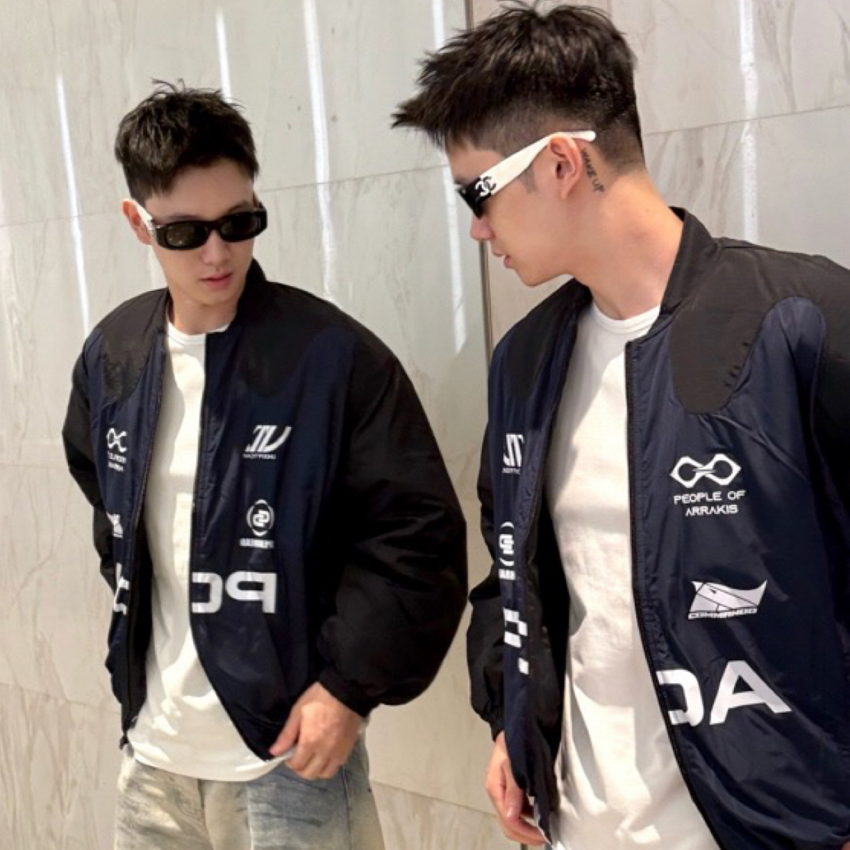 seven seven7studio美式高街百搭潮牌运动拼色拉链标语赛车服外套