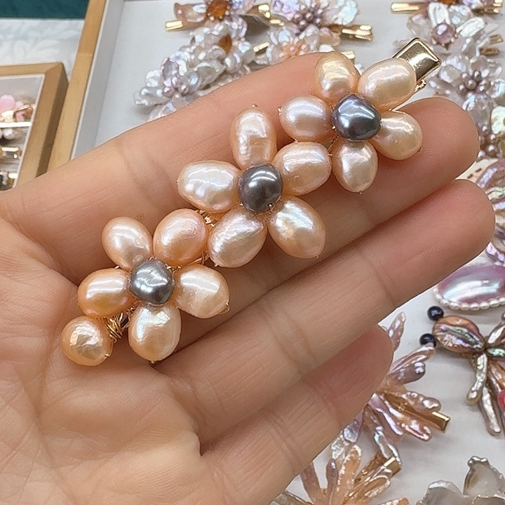 淡水珍珠发饰银S925镶嵌