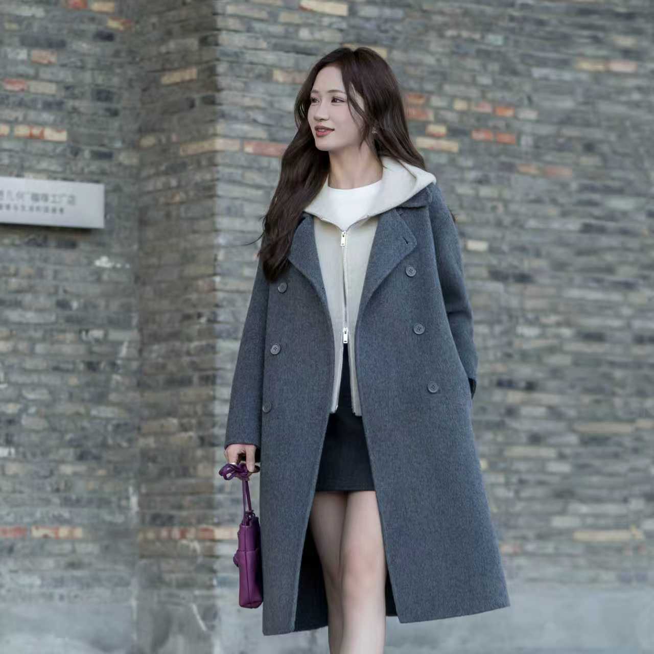 艾格2025秋冬新款羊毛大衣＋羊毛马甲休闲慵懒韩系穿搭29228