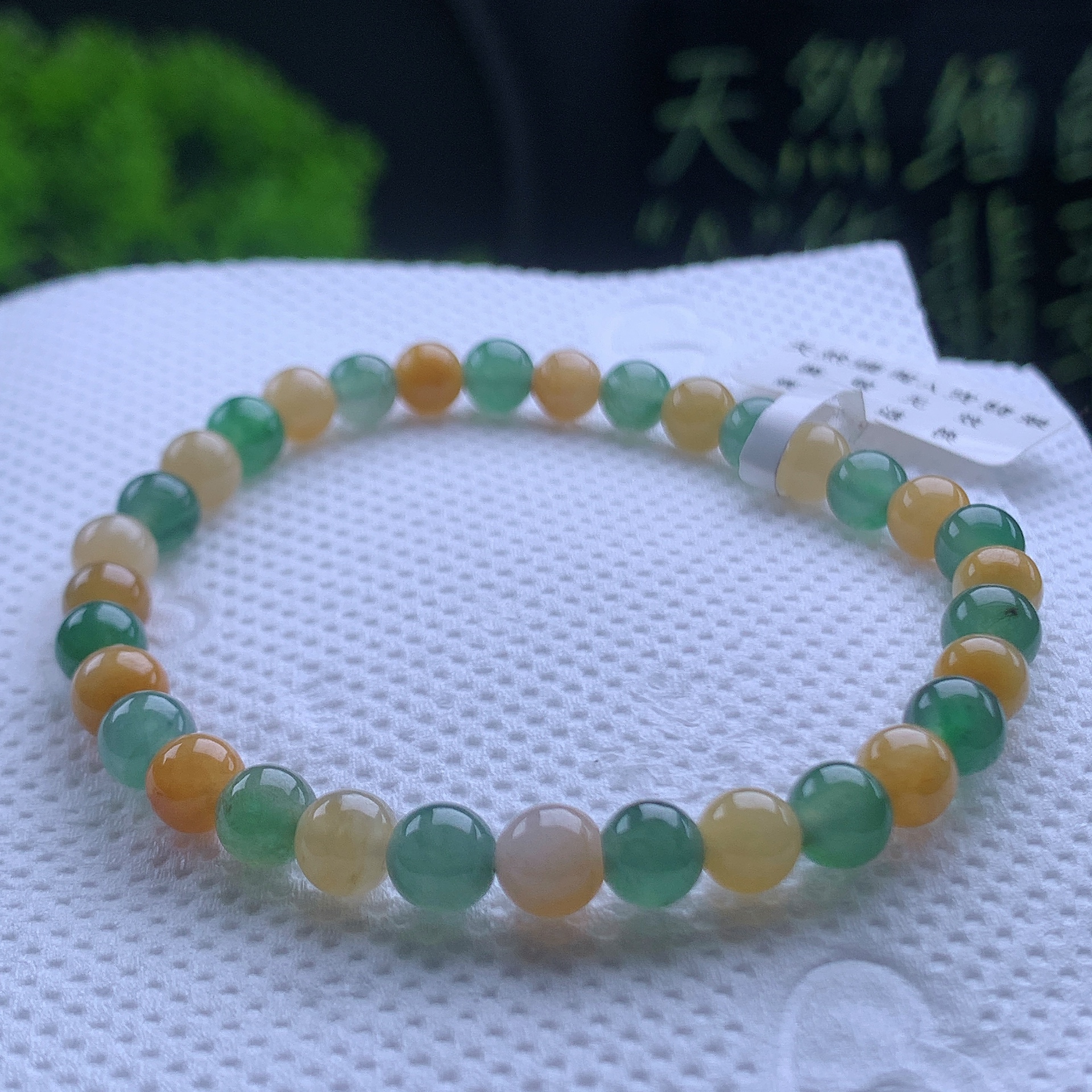 天然缅甸A货翡翠双拼多宝彩色圆珠卡6mm尺寸
