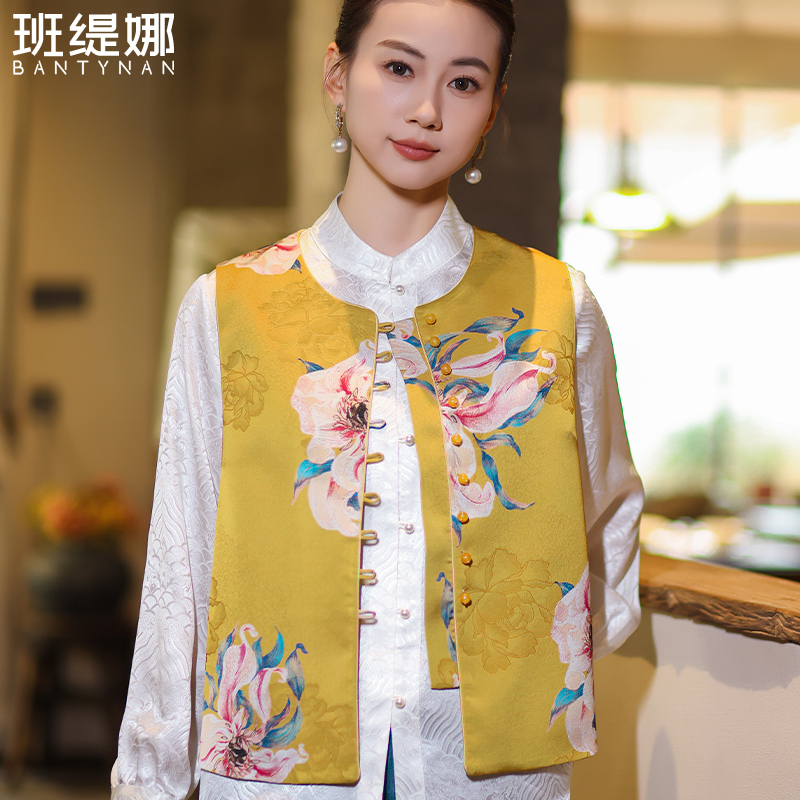 新款休闲风百搭气质马甲时尚复古中国风上衣新中式女款新中式马甲