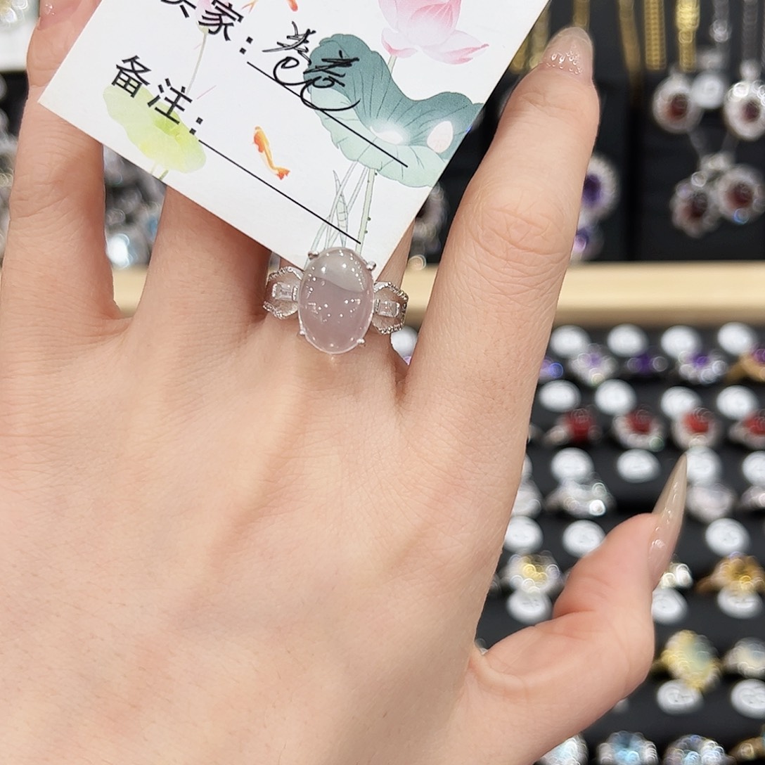 芙蓉石戒指银S925镶嵌戒指