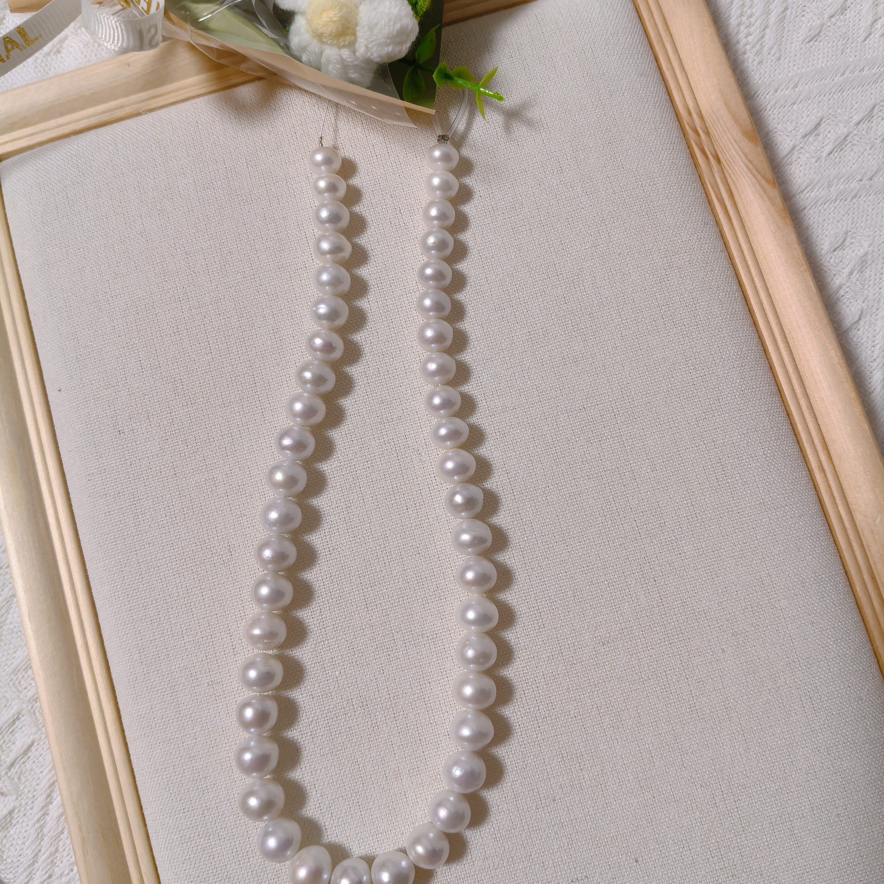 168--天然淡水珍珠项链，聚宝盆10-11