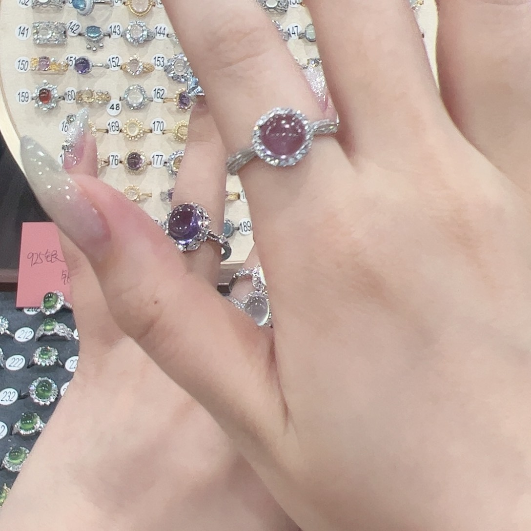 蛇纹石玉戒指银S925镶嵌汤***爱