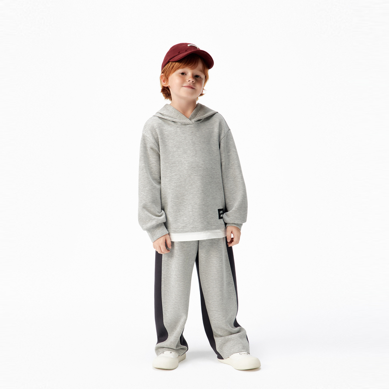 littlemoco童装26春装新款男女童两件套连帽卫衣弯刀裤运动套装