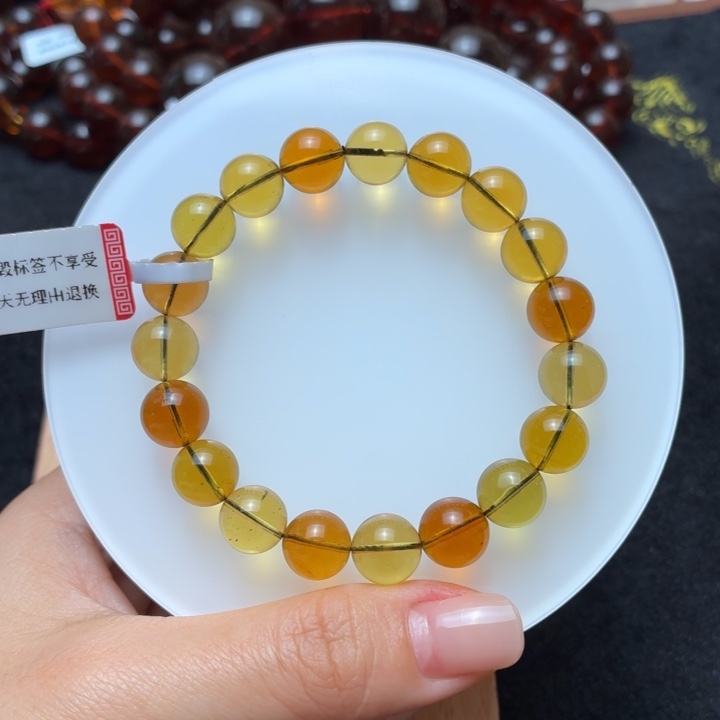 琥珀未镶嵌珠宝奇石10mm茶宝