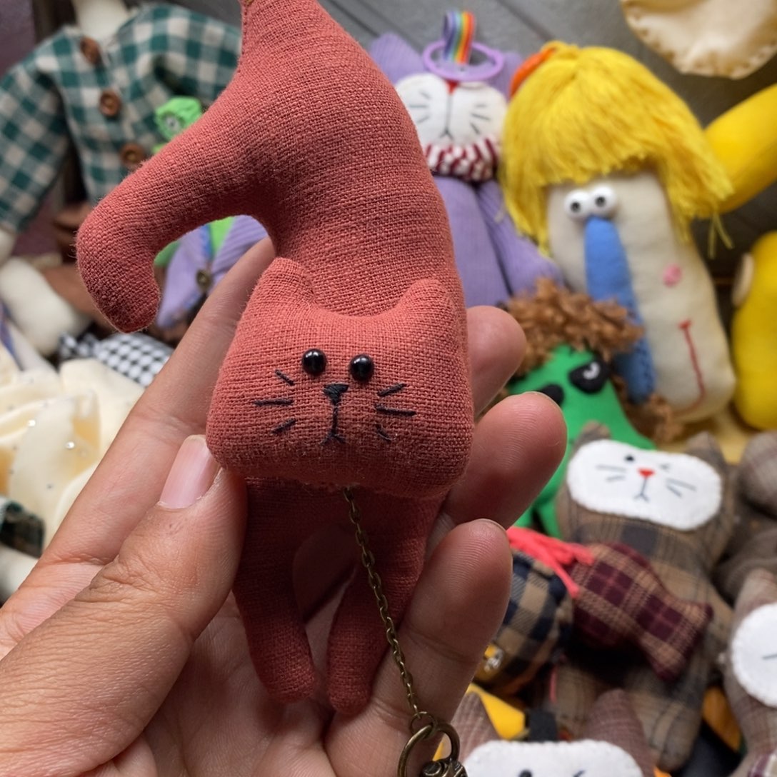 棉亚麻小猫挂件的