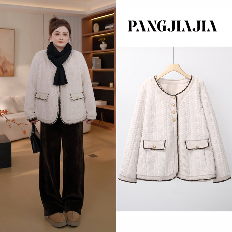 【胖佳佳】麻花绒绒 加厚高级感小香外套冬季时尚百搭H625Z18040