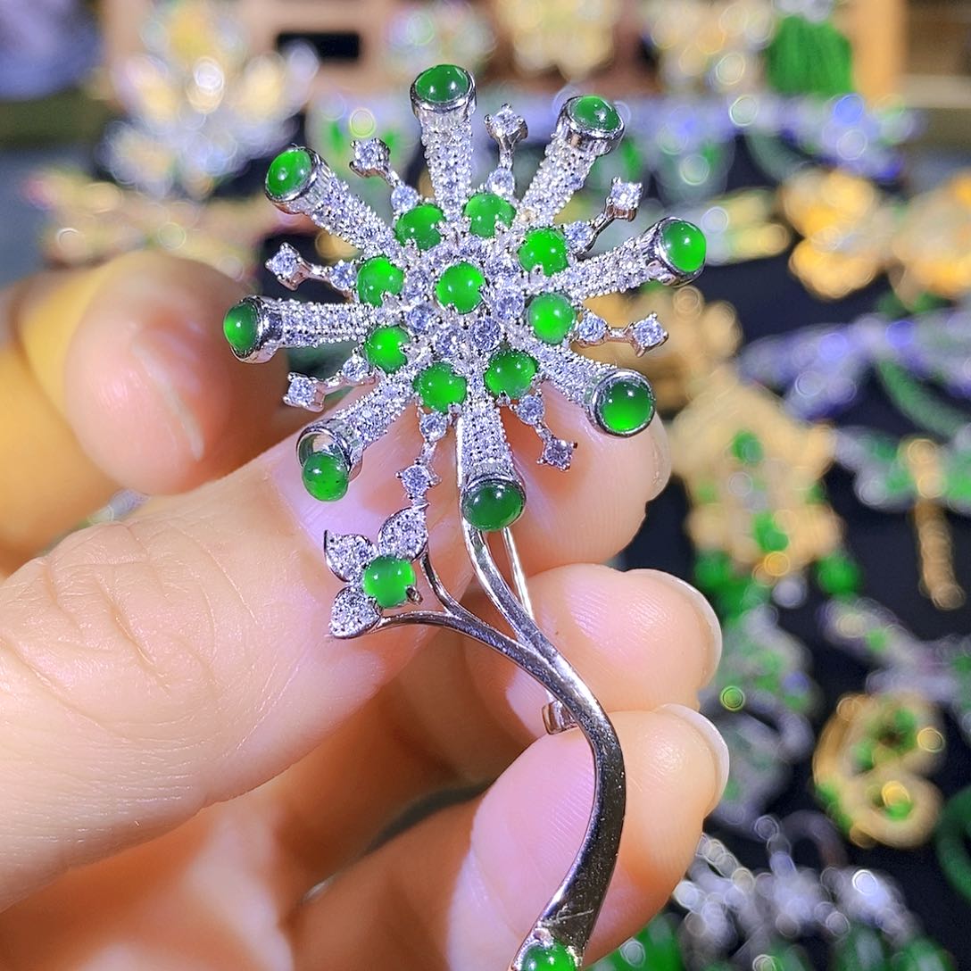 吊坠(不含链)银S925镶嵌翡翠