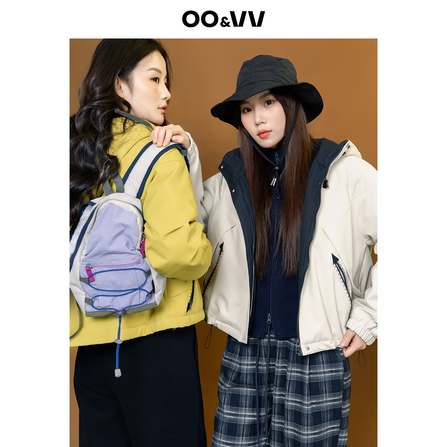 OO&VV25秋冬新款户外运动冲锋衣女宽松休闲百搭连帽保暖夹克外套