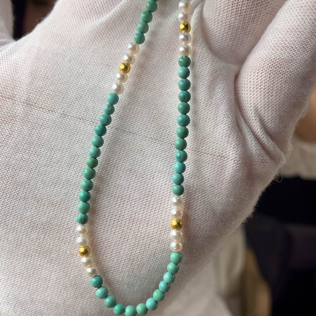 绿松石珠宝奇石未镶嵌项链