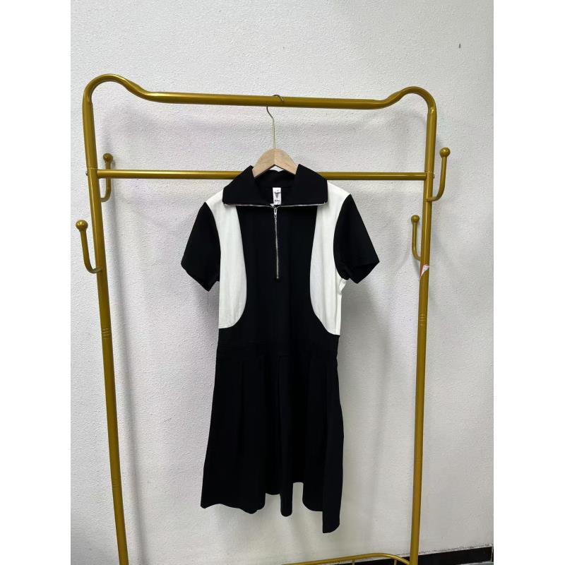 唯琳剪标  A3-13-1533款   黑白拼拉链短袖连衣裙长88