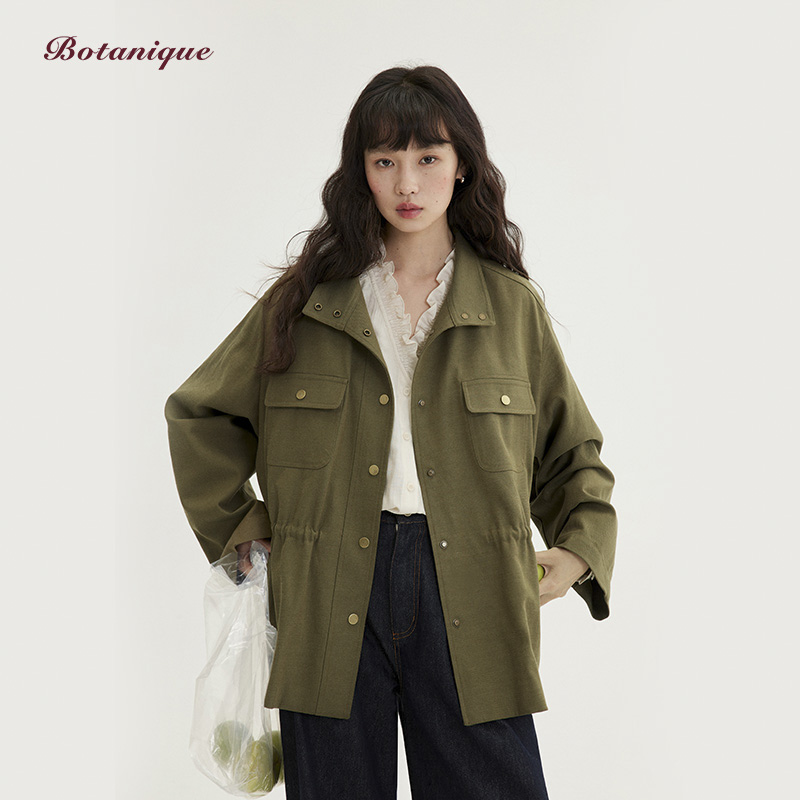 Botanique植物学“巴黎咖啡馆”天丝亚麻棉工装风短风衣外套女春