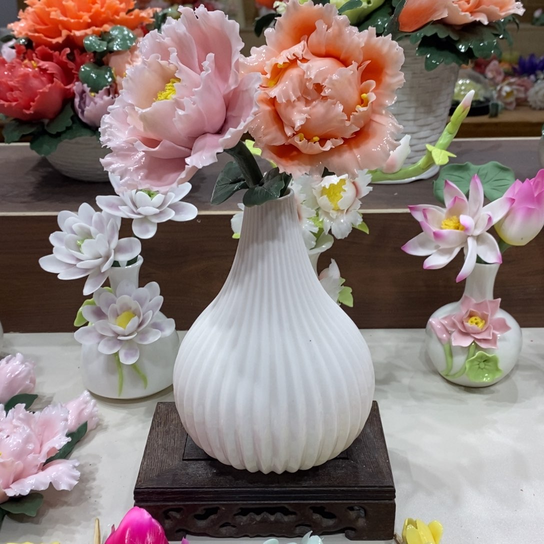 瓷片陶瓷手工花摆件