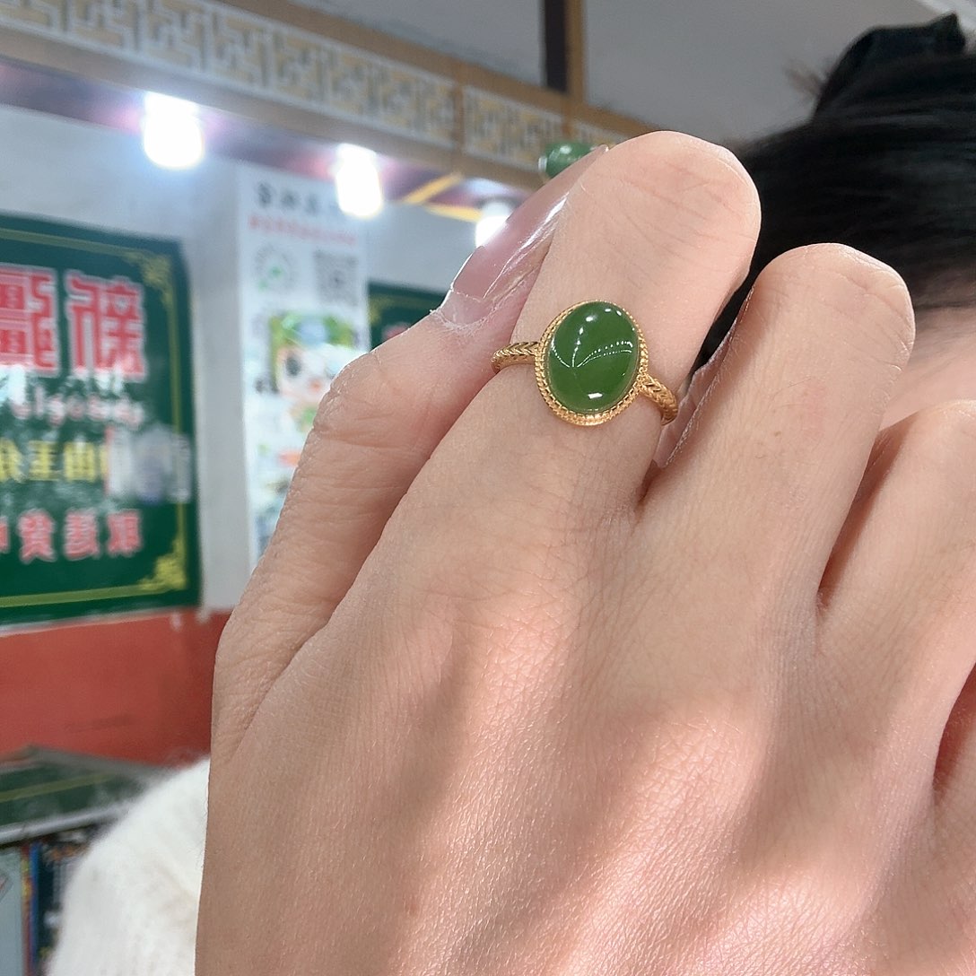 和田玉戒指银S925镶嵌