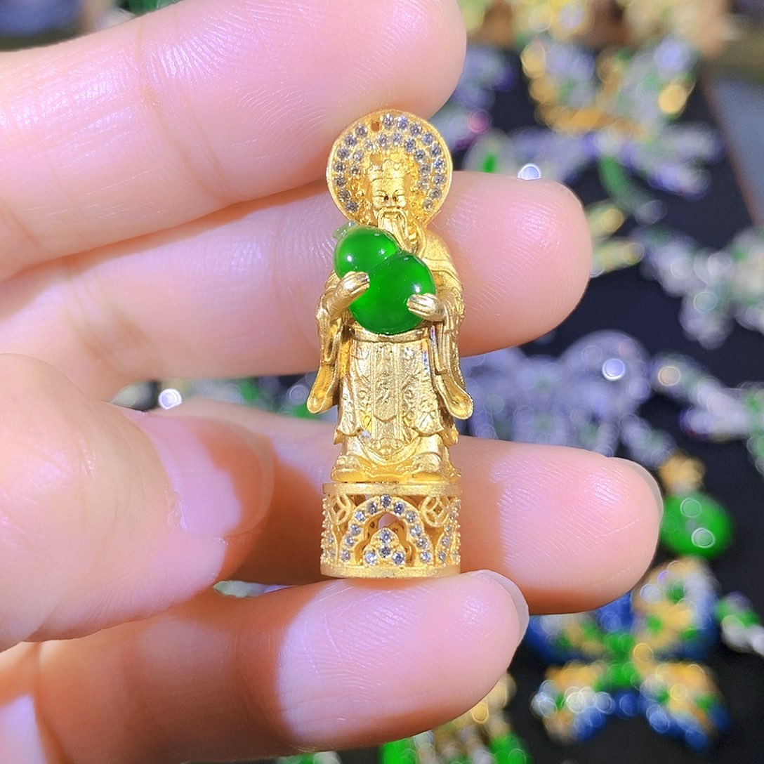 吊坠(不含链)银S925镶嵌翡翠