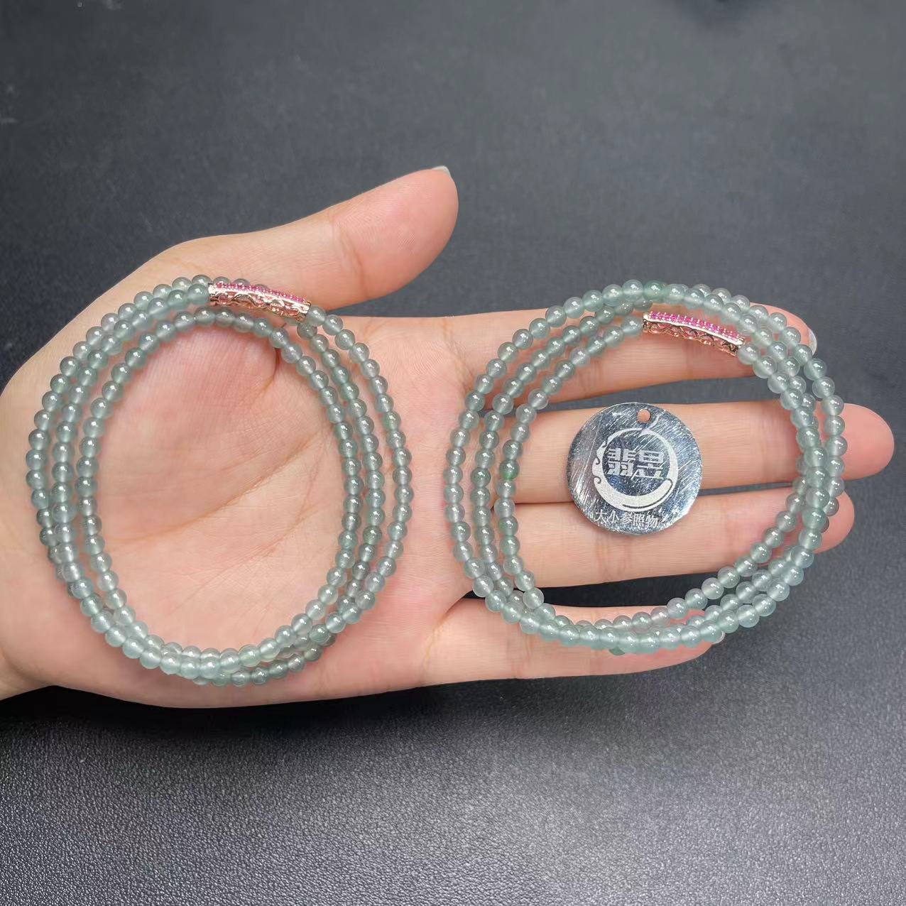 36331T01-3B8-天然A货翡翠珠链/约3+/约128颗/-多样性发其一