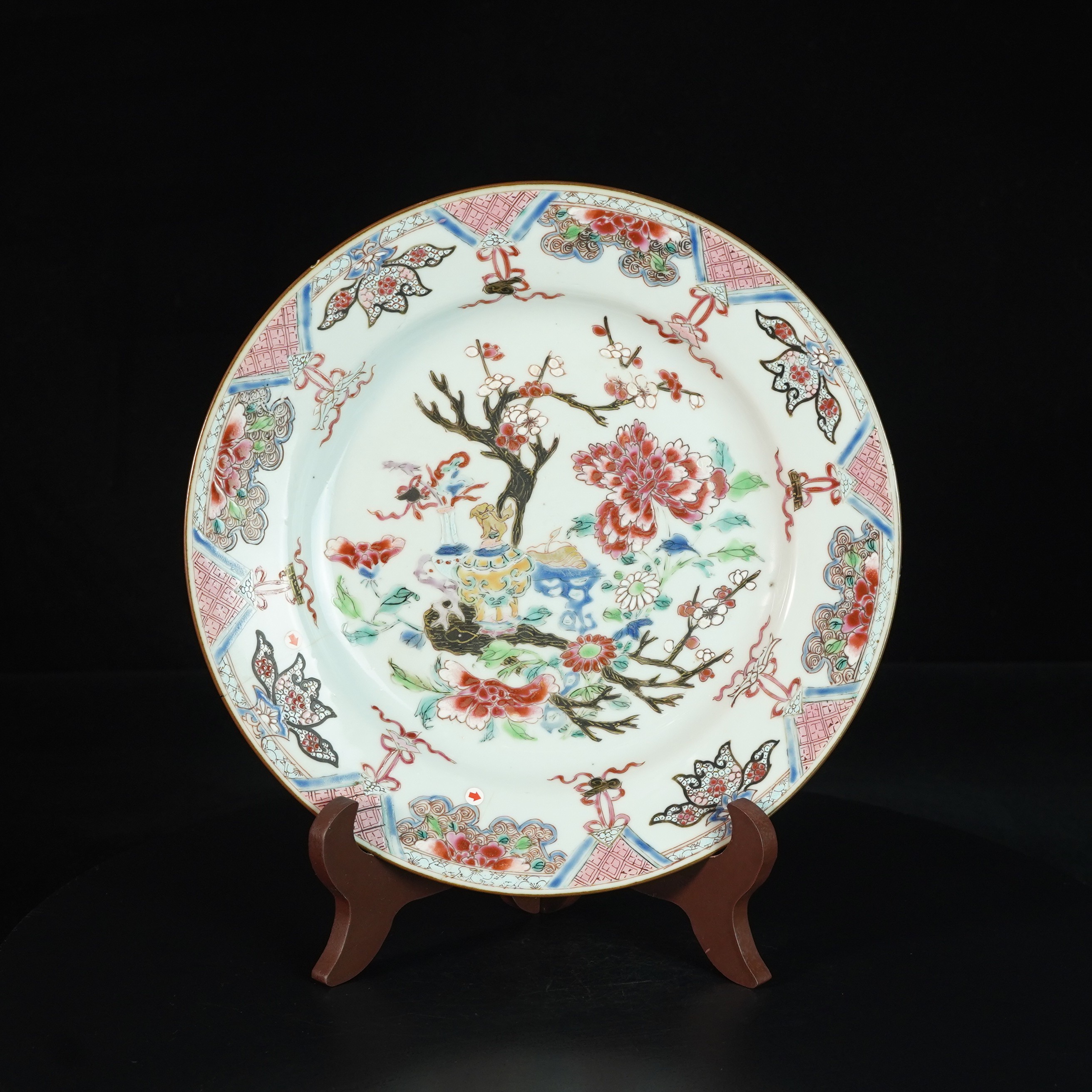 LABC250302002【十竹斋】清雍正博古图粉彩赏盘