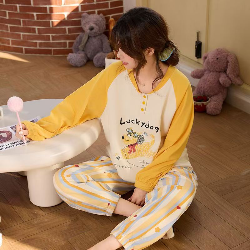 秋冬睡衣女款羊毛蚕丝德绒加厚睡长袖长裤家居服套装