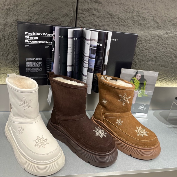 3122-3玛莎玛索冬季新款反毛牛皮雪地靴加厚保暖东北大棉鞋短筒