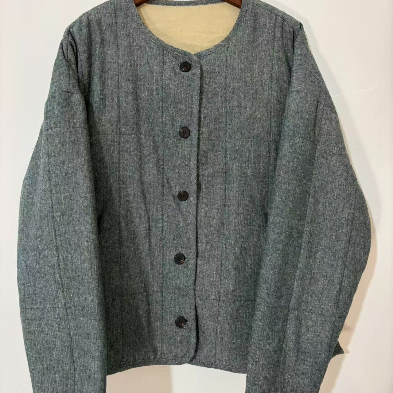 【大梅子推荐】设计款亚麻单排扣棉服A002