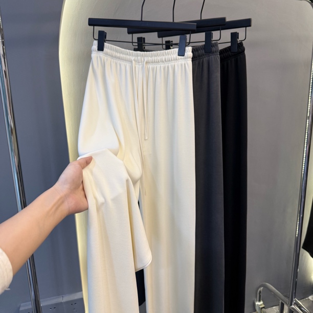 同安丝纯色阔腿裤女高腰显瘦宽松直筒休闲长裤春秋新款7793
