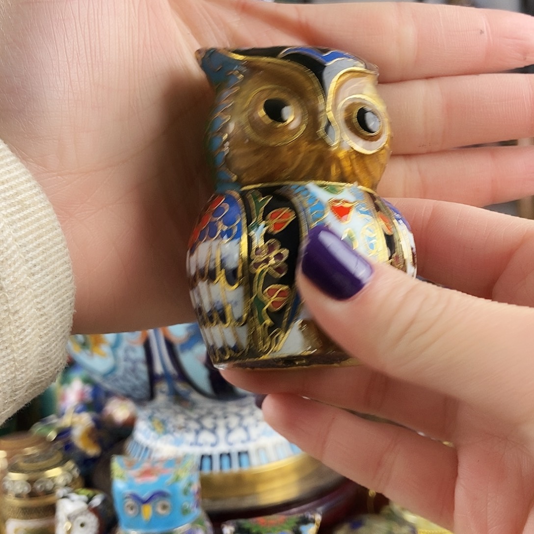 錦***钰铜精品景泰蓝猫头鹰