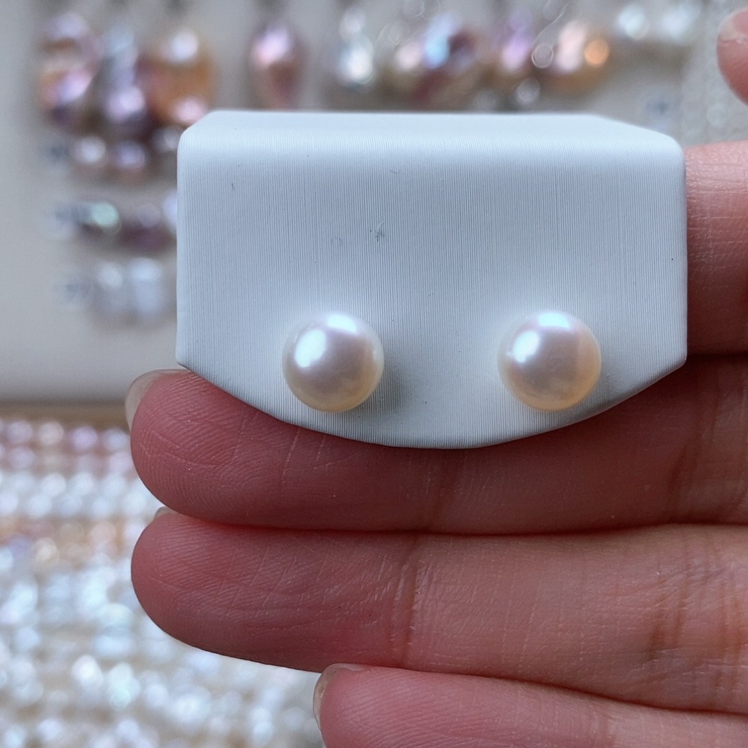 淡水珍珠耳饰银S925镶嵌
