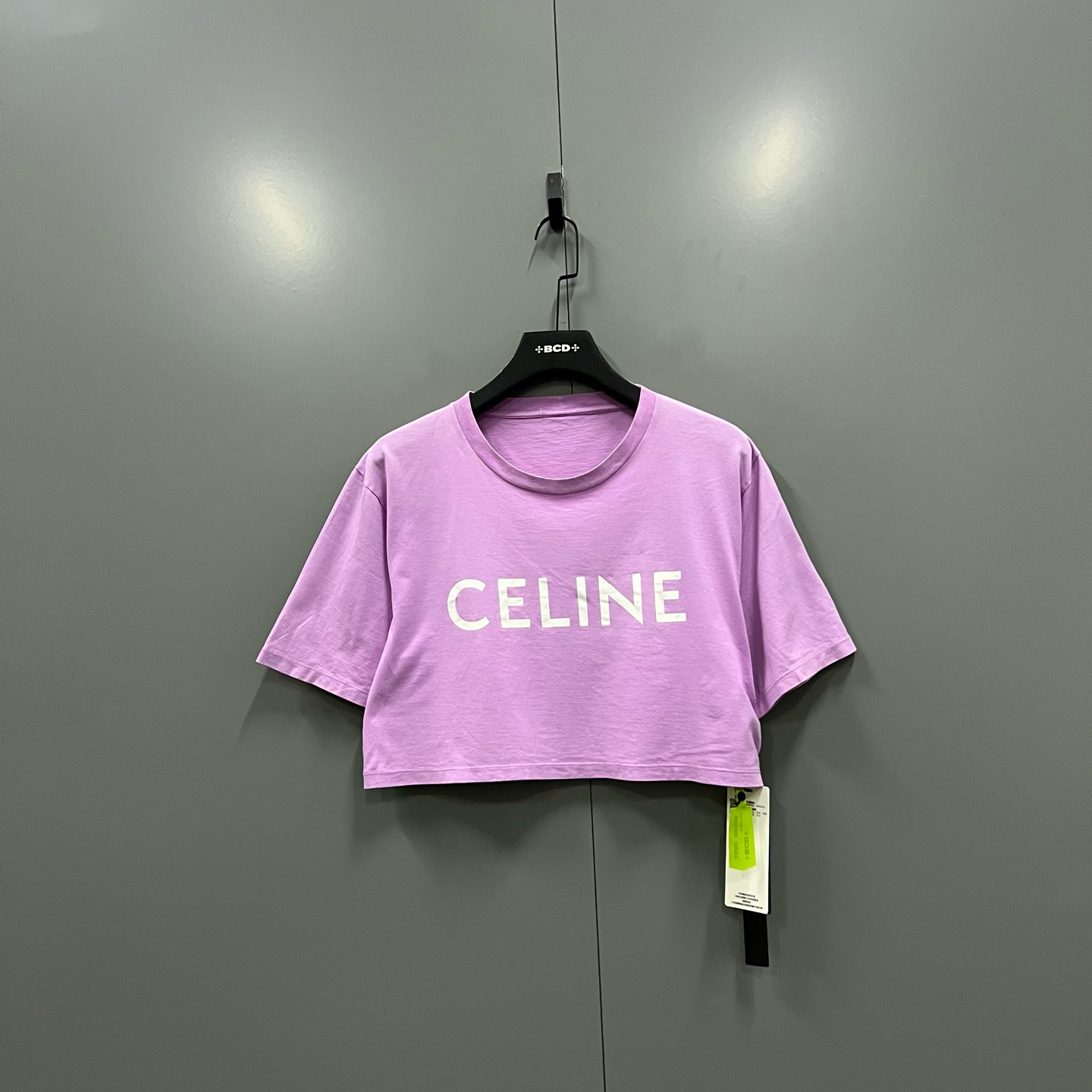 95新 Celine/思琳 zt 紫色logo印花短袖/95新/607280/无领标