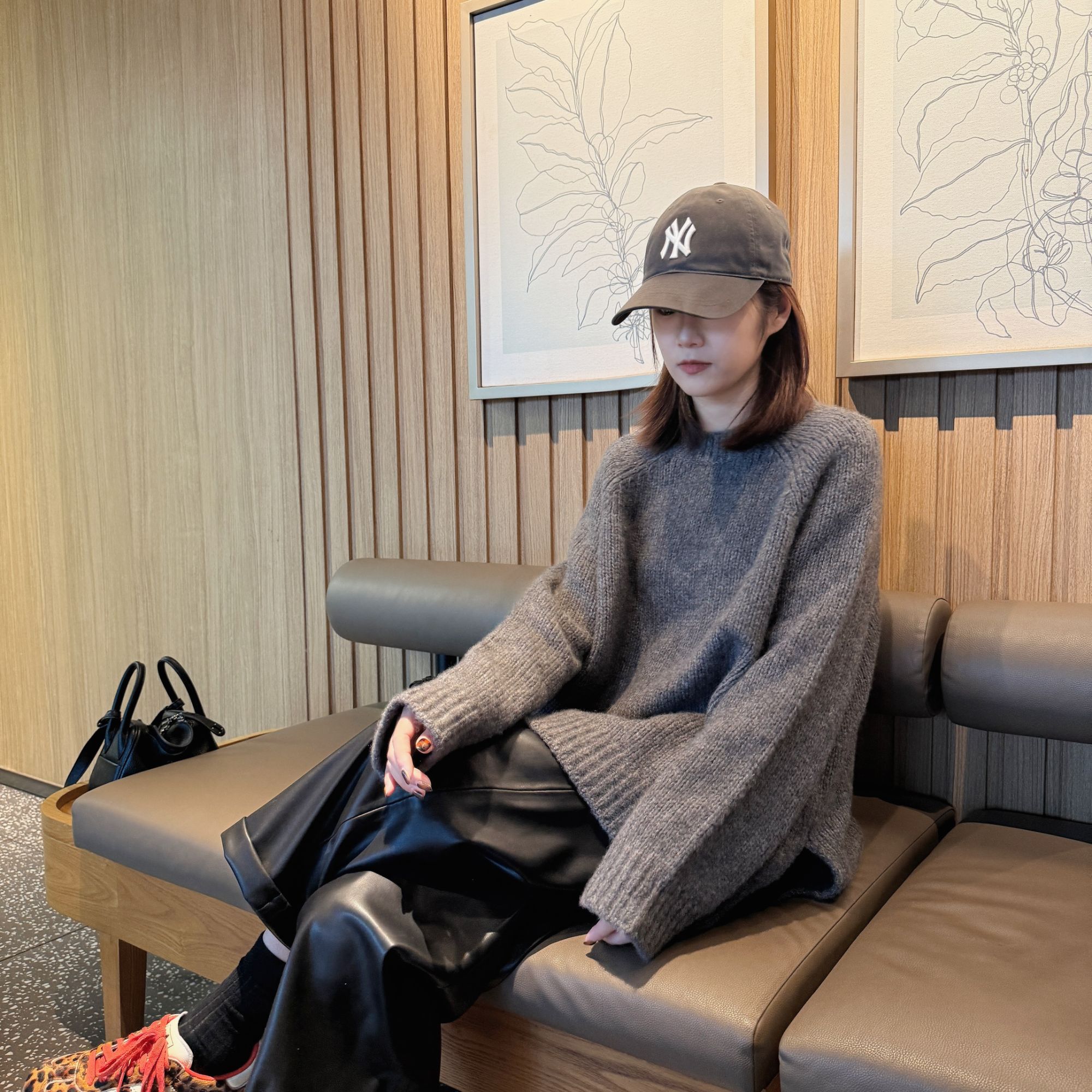 JINGXI[繁星]秋冬新款极简主义纯色粗针织宽松套头毛衣CC101