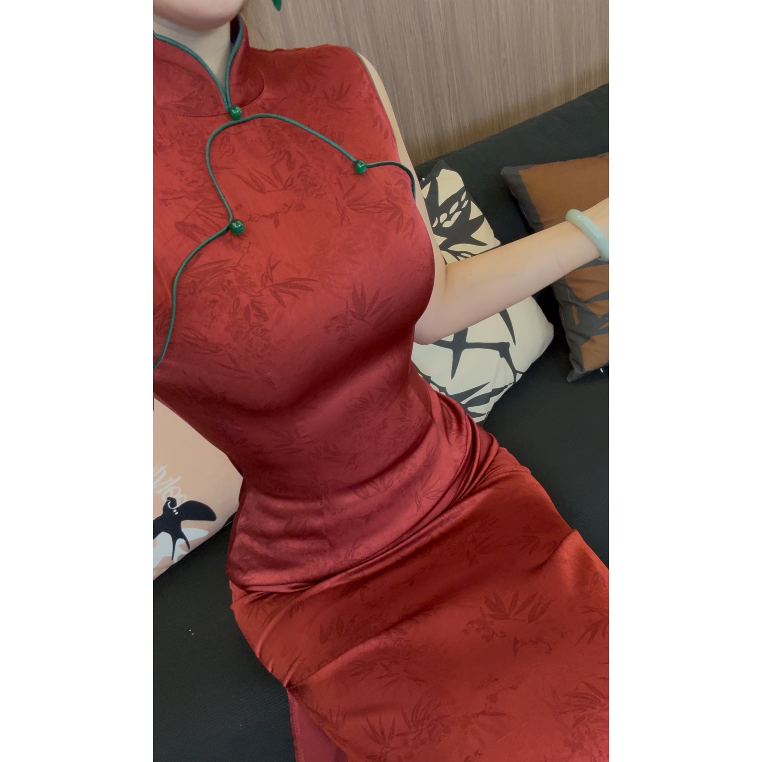 肆意【红玫瑰】国风新中式夏季红色订婚结婚收腰显瘦气质长款旗袍