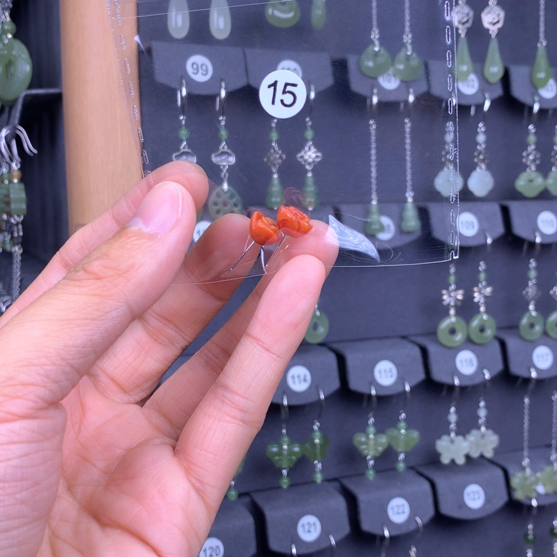 南红玛瑙耳饰银S925镶嵌岁***安