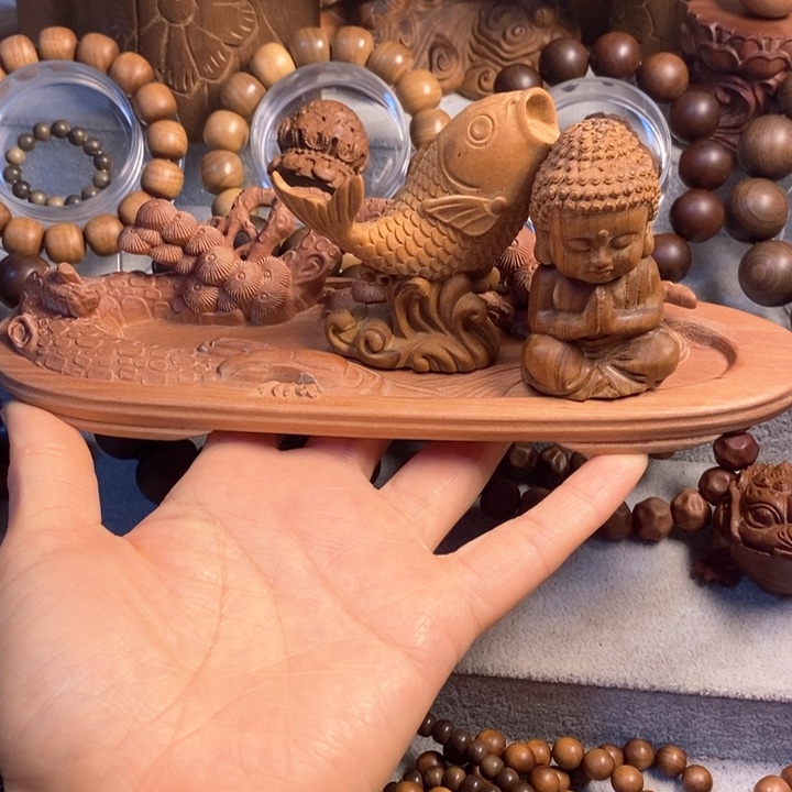 南***落檀香木手串/手链老山檀奶香味3个摆件