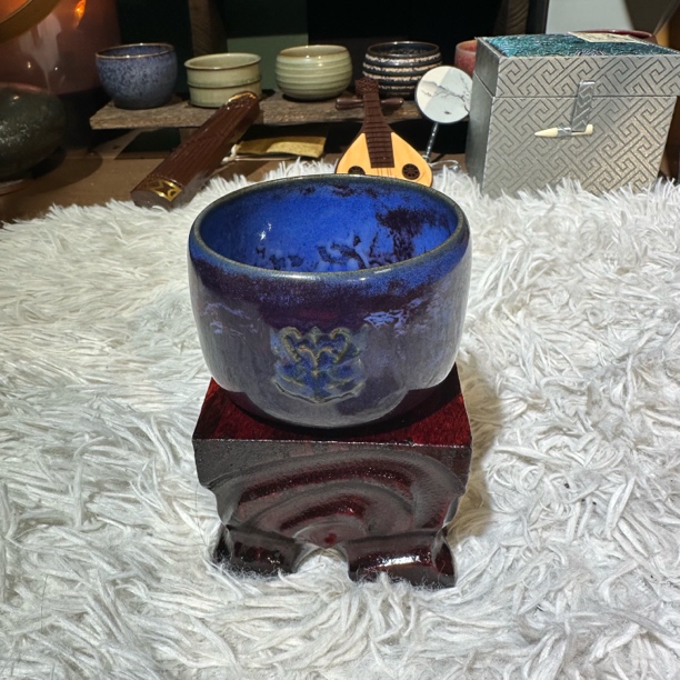 钧瓷大师杨志老师饕餮杯蓝色蓝色复古陶瓷纯手工主人杯022