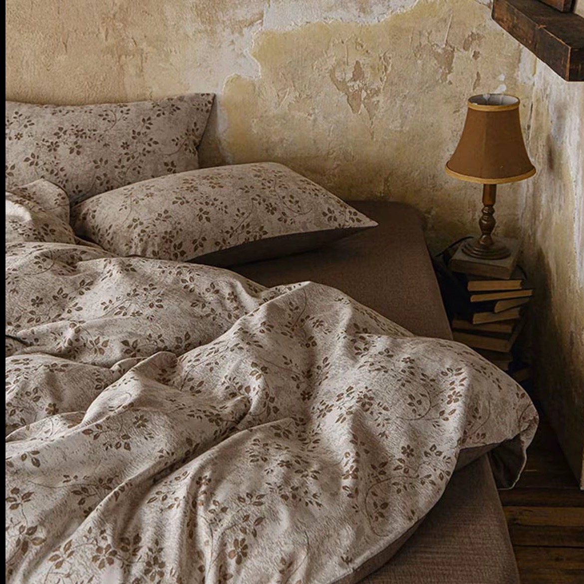 【花季】高定色纺贡缎大提花全棉四件套