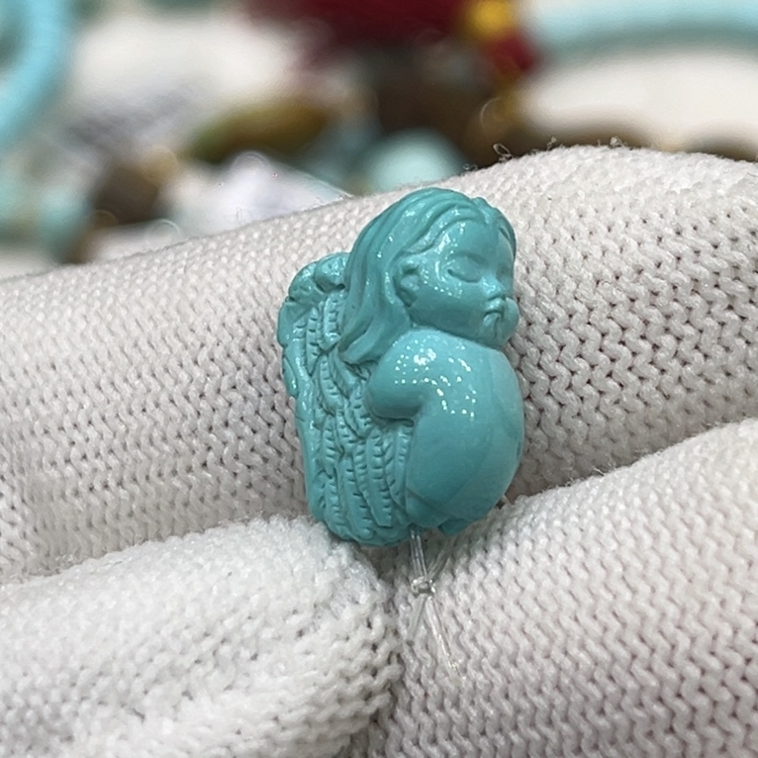 绿松石未镶嵌珠宝奇石天使宝宝85折