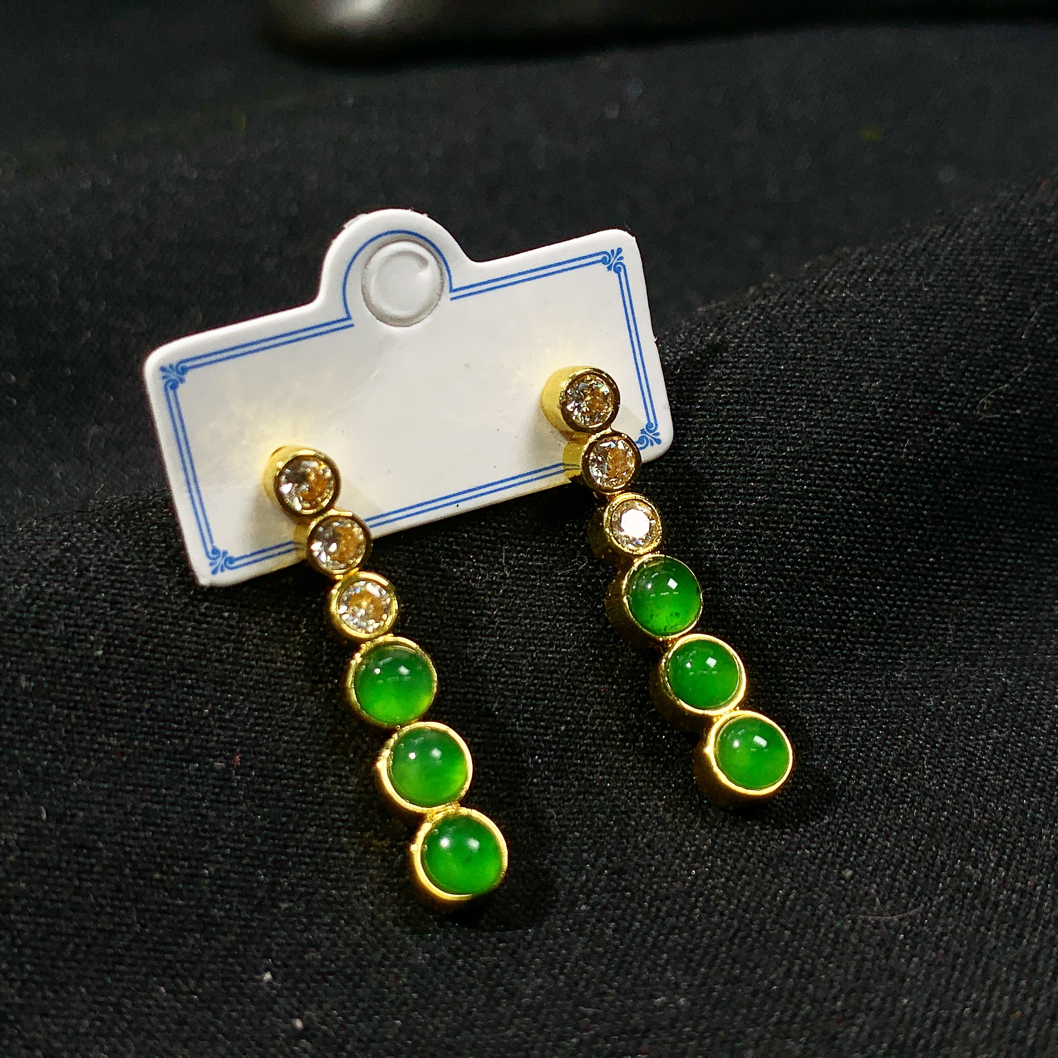 【珠宝一姐】绿蛋面耳钉 2502100006（一件/多样性发货）