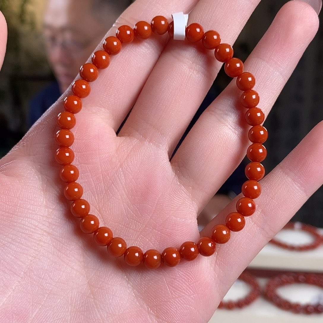 南红玛瑙未镶嵌手链原矿5mm+高品5A级别满色满肉瓦西川料