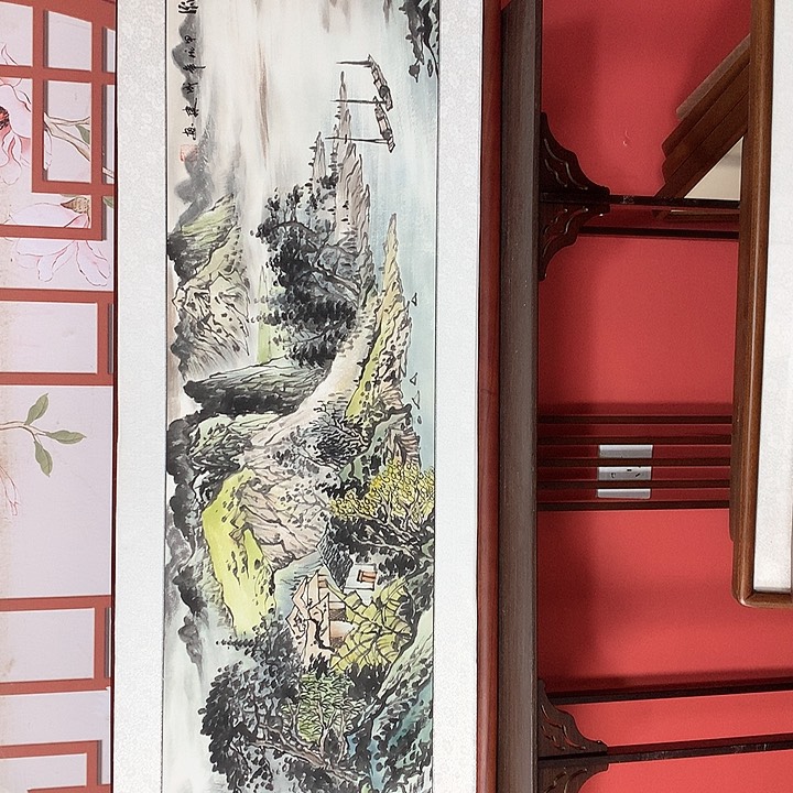 国画雨**畾带框尺寸47✖️162手绘包邮