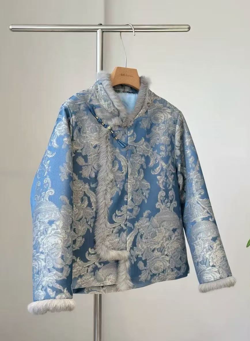 【蔚蓝】新中式冬季轻薄棉衣中国风夹棉外套