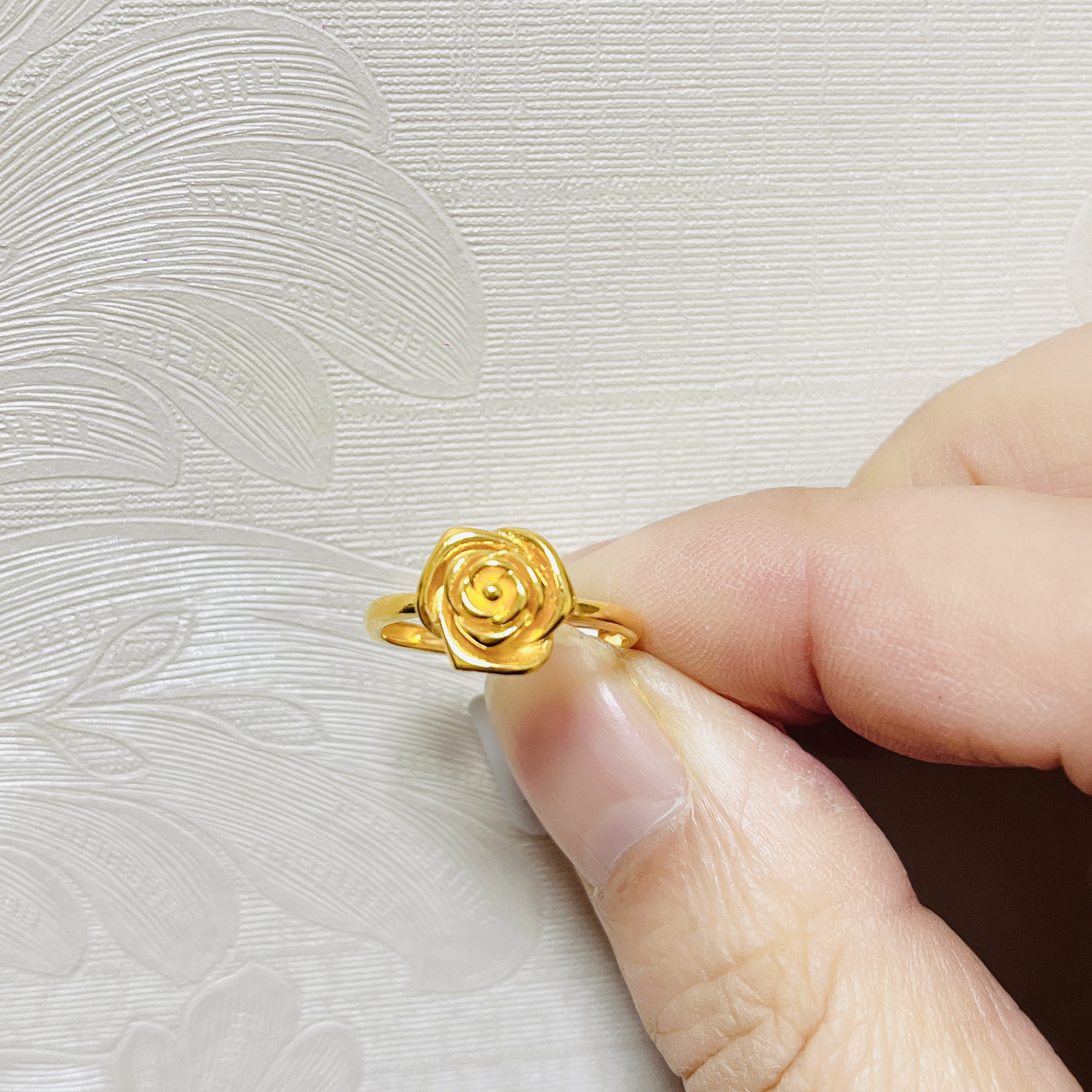 足金999玫瑰花戒指活口ins时尚闪亮