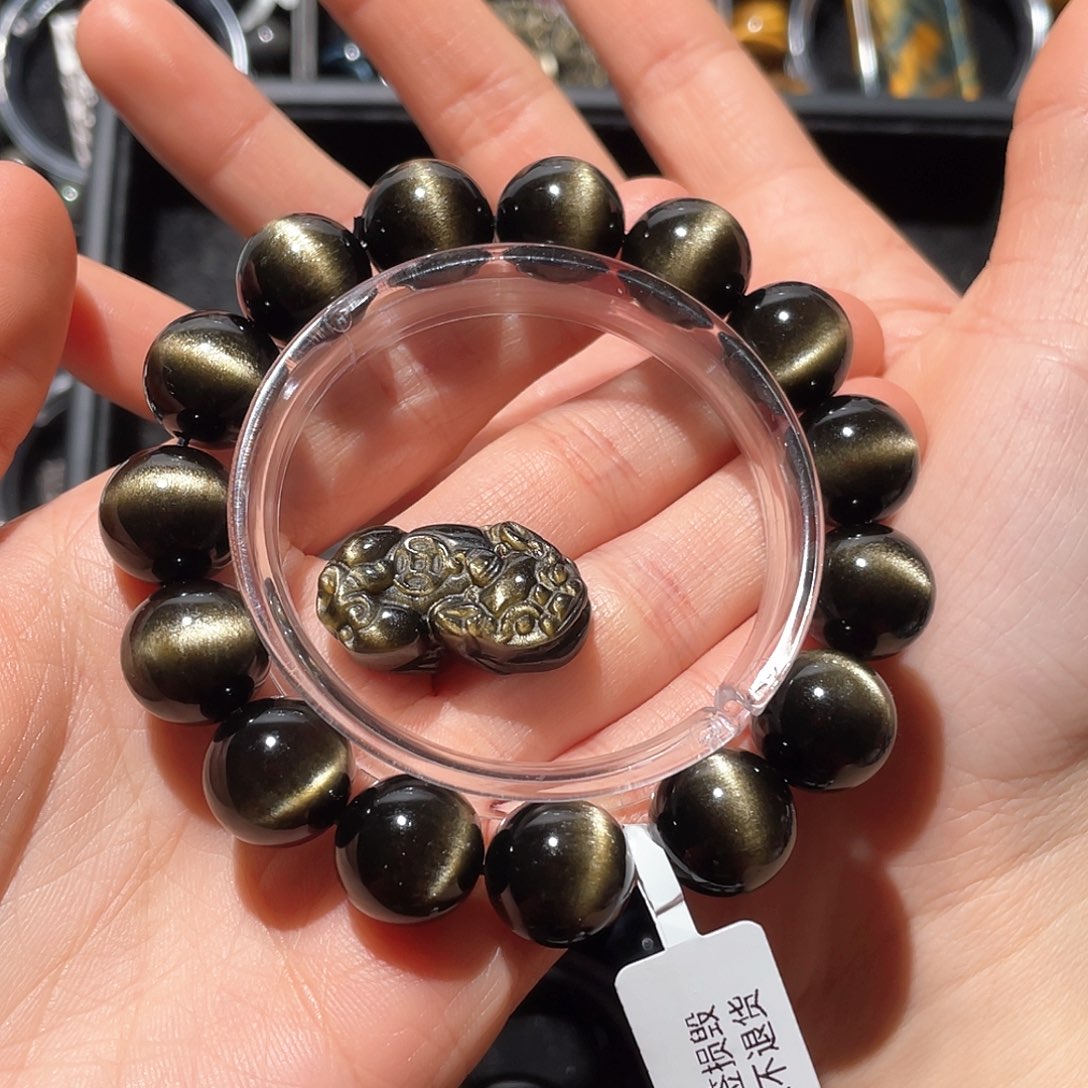 黑曜岩手链未镶嵌大***了