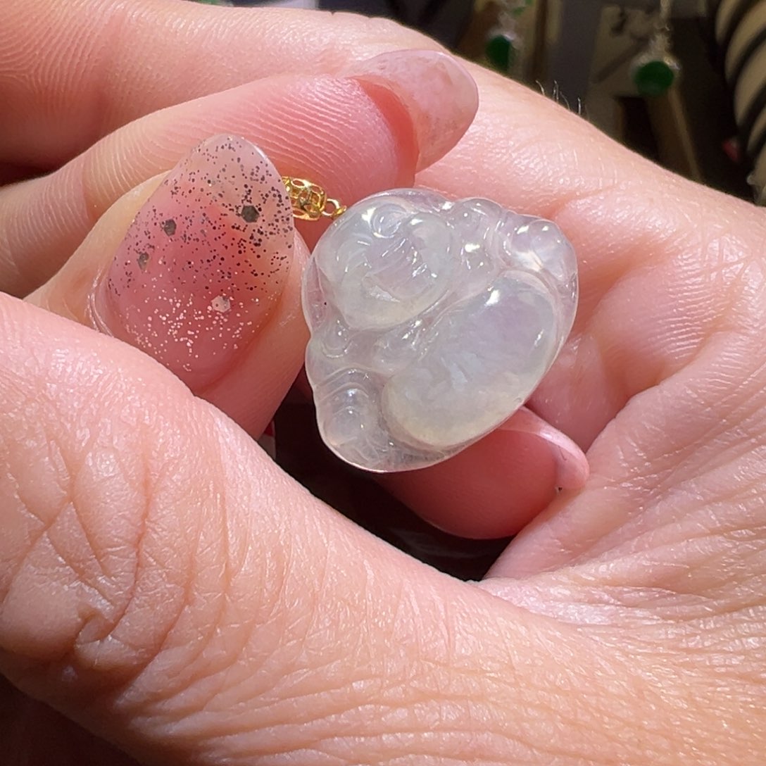 翡翠颈饰18K金镶嵌吊坠