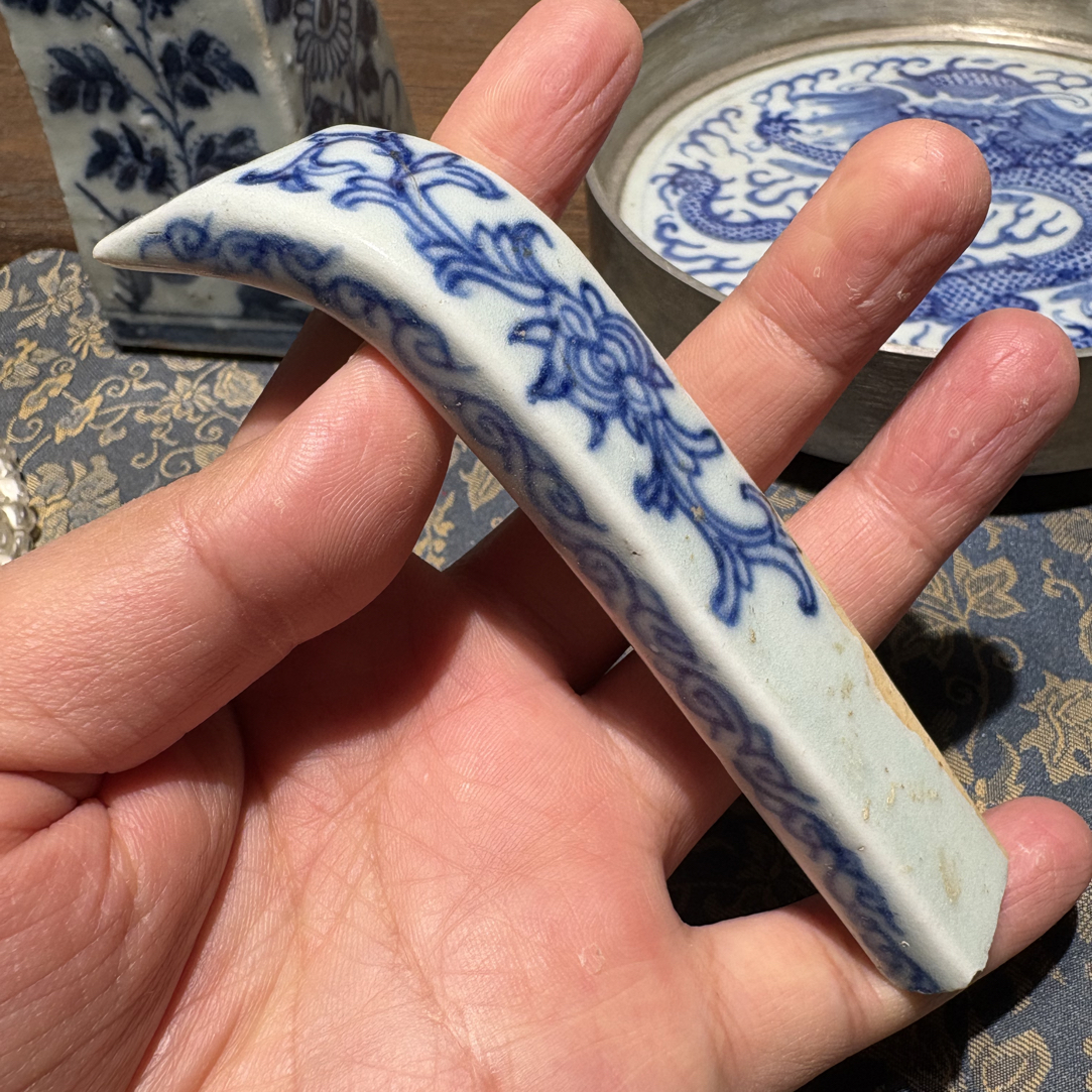 Q青花香炉耳瓷片标本学习收藏顺丰包邮全手工制作